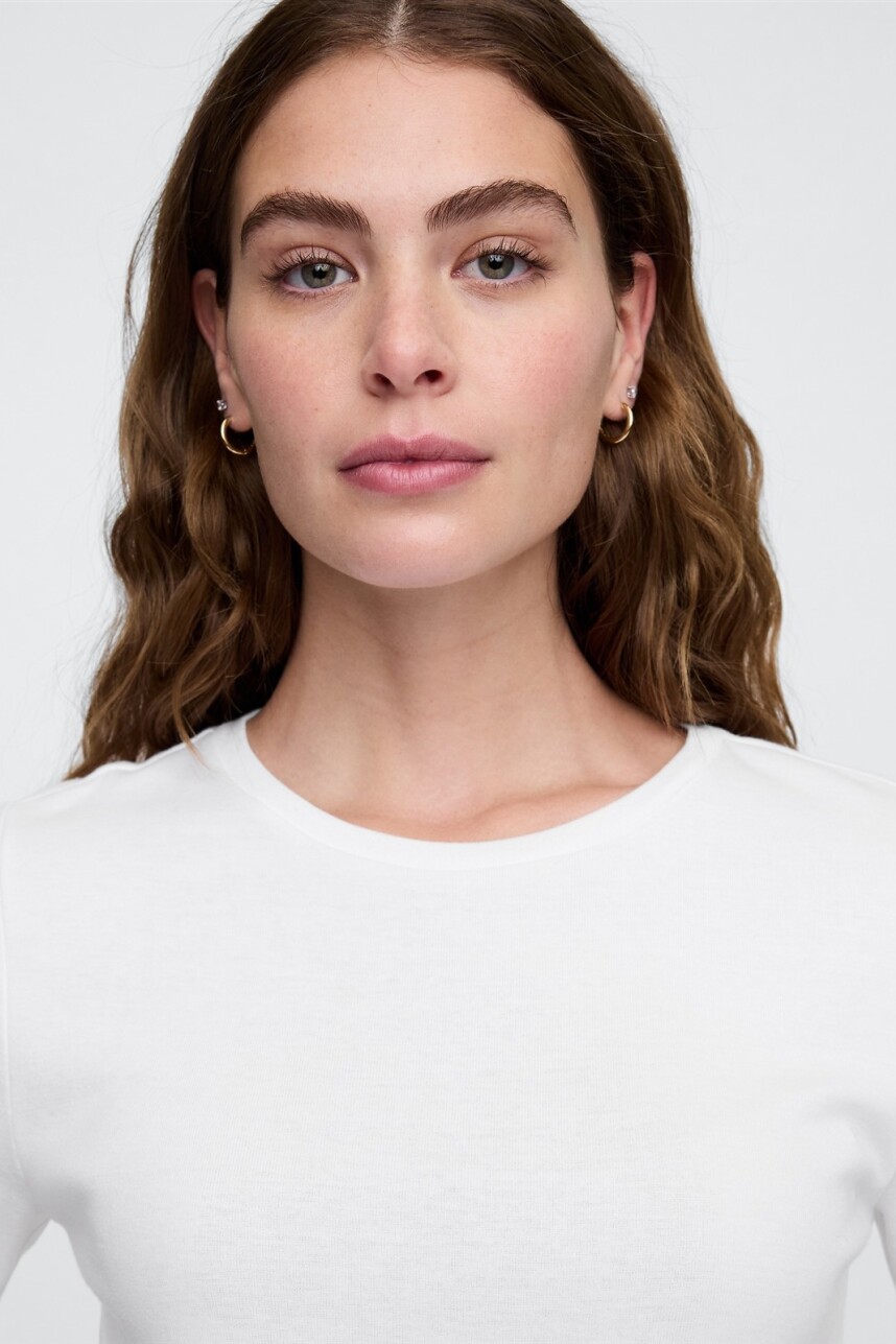 Remera Rib Cuello Redondo Mujer White Uk