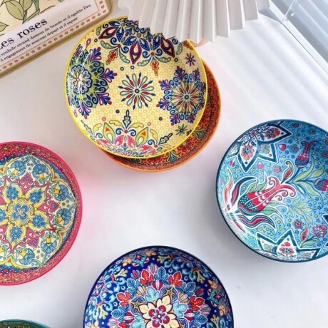 Plato Mosaico Varios Diseños Azul Claro