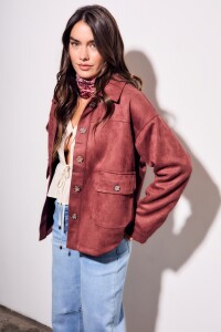 Sobrecamisa Gamuza Cuero Vegano Bordeaux