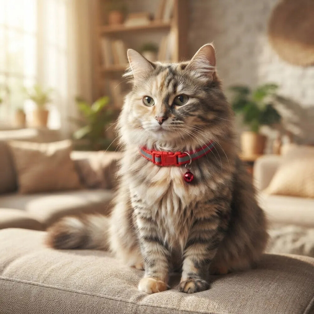 Collar Para Gato Ajustable Reflectivo Con Cascabel ROJO