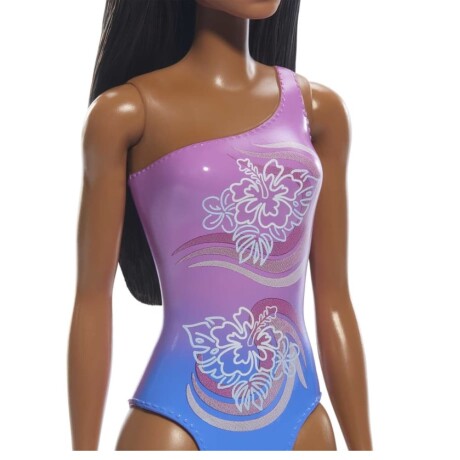Muñeca Barbie GHH38 con Traje de Baño Varios Modelos LILA-AZUL