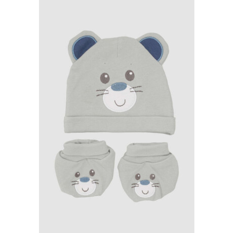 Pack gorrito y medias oso Gris
