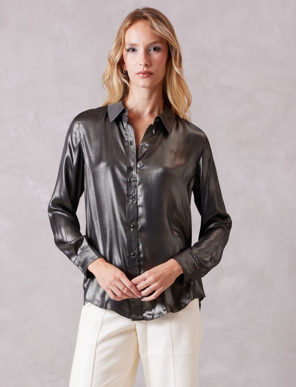 Camisa Metalizada GRIS OSCURO