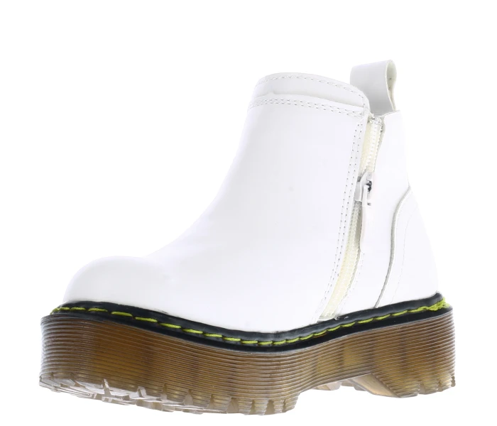 Bota JARTY con hebilla de corazón y cierre lateral White Pu