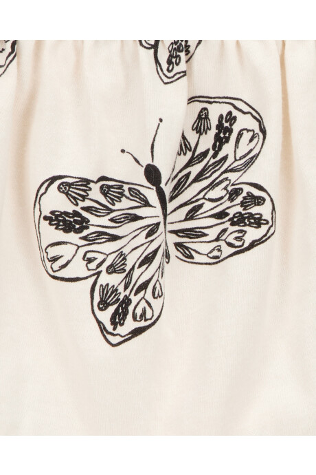 Set tres piezas de algodón, short, musculosa y body, diseño mariposas Sin color