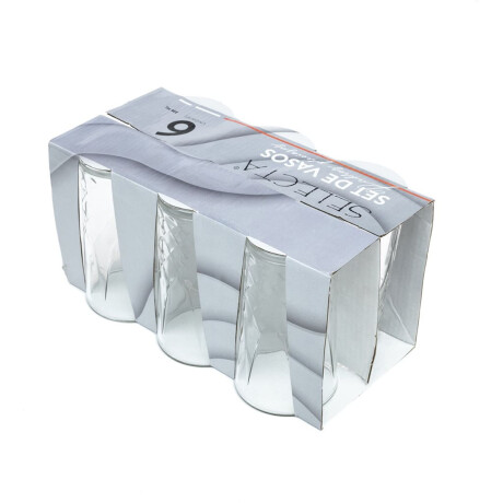 Set X6 Vaso Alto Diamante Agua Refresco Jugo en Vidrio 336ml Transparente