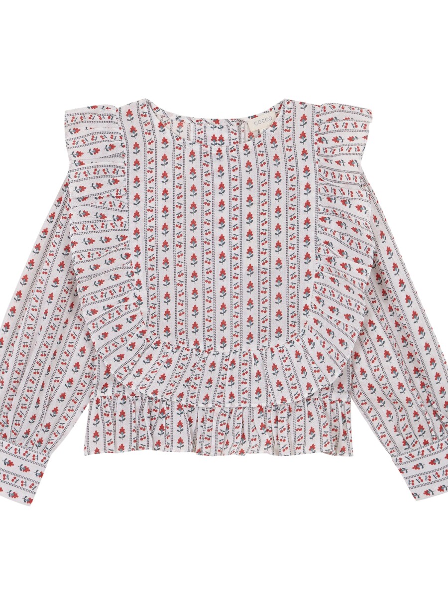 Blusa Con Volantes Rojo