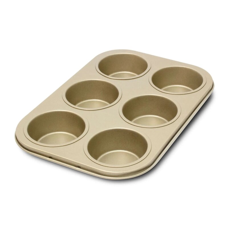 MOLDE ILKO ANTIADHERENTE PARA MUFFINS DORADO MOLDE ILKO ANTIADHERENTE PARA MUFFINS DORADO