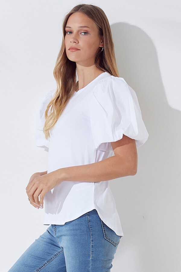 Remera Manga Balloon BLANCO