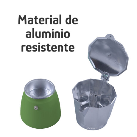 Cafetera Italiana Comet 6 Tazas Aluminio Mango Ergonómico Verde