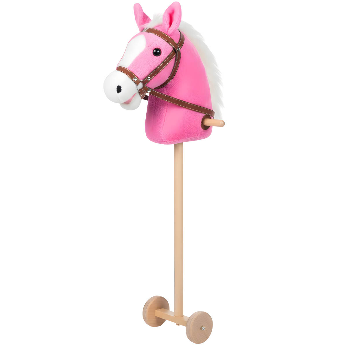 Peluche Cabeza De Caballo Palo Ruedas Niños N1 - Rosa 