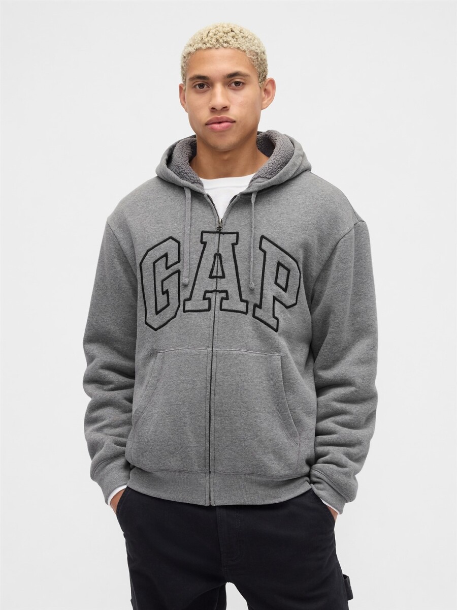 Canguro Con Corderito Logo Gap Hombre - Heather Grey 