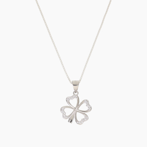 Cadena con dije de trébol en plata 925 y circonias Cadena Con Dije De Trébol En Plata 925 Y Circonias