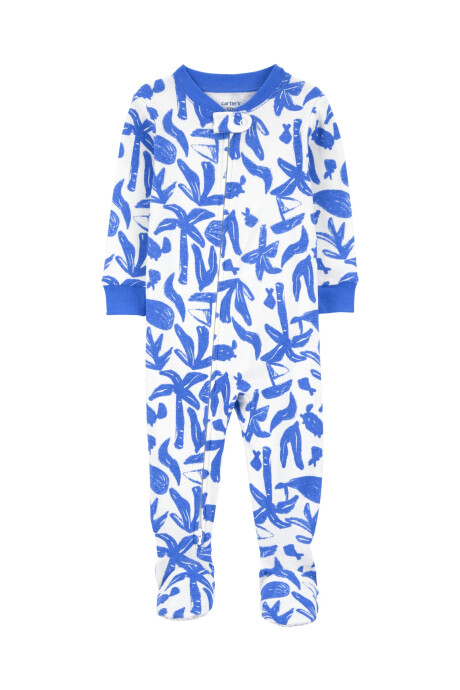 Pijama una pieza de algodón, con pie, diseño palmeras Pijama una pieza de algodón, con pie, diseño palmeras