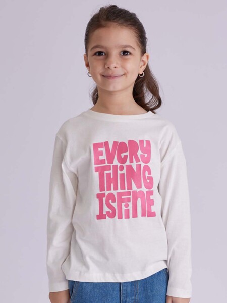 Remera manga larga Estampado Blanco
