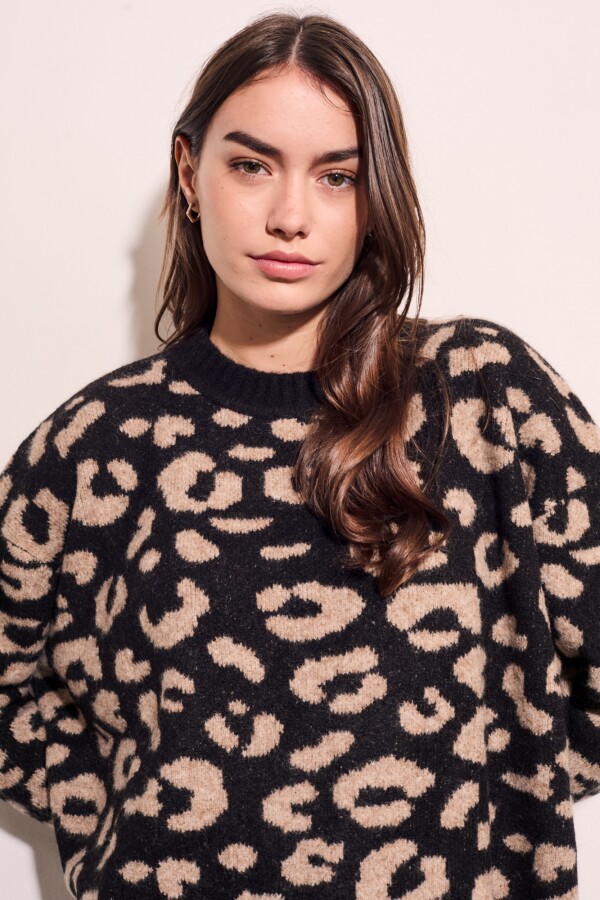 Sweater Animal Print Negro