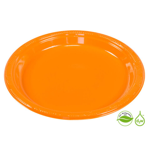 Plato Biodegradable 23cm x10Un Naranja