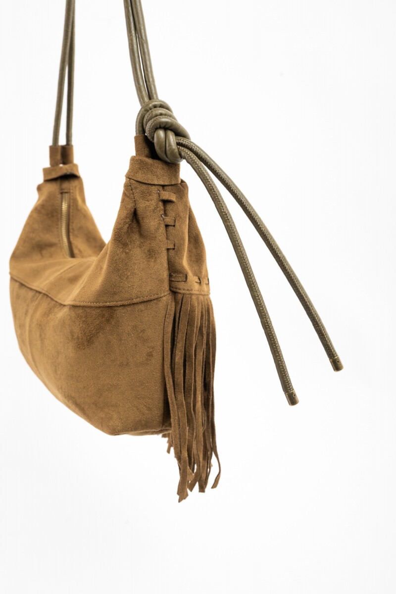 Cartera Gamuza Vegana Flecos Oliva
