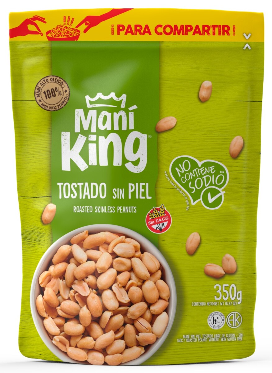 SNACK MANI PELADO TOST. KING 350G S/SAL 