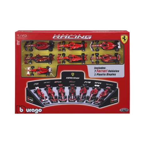 Set X 7 Autos Ferrari Con Exhibidor Formula 1 Bburago Escala 1:43