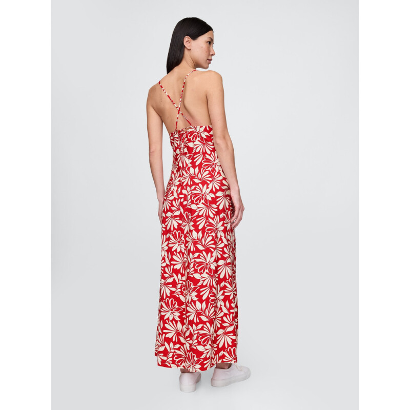 SL STRAPPY BACK MAXI SLIP RED FLORAL PRINT