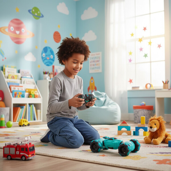 Auto Control Remoto 360° Acrobático Control + Brazalete Celeste