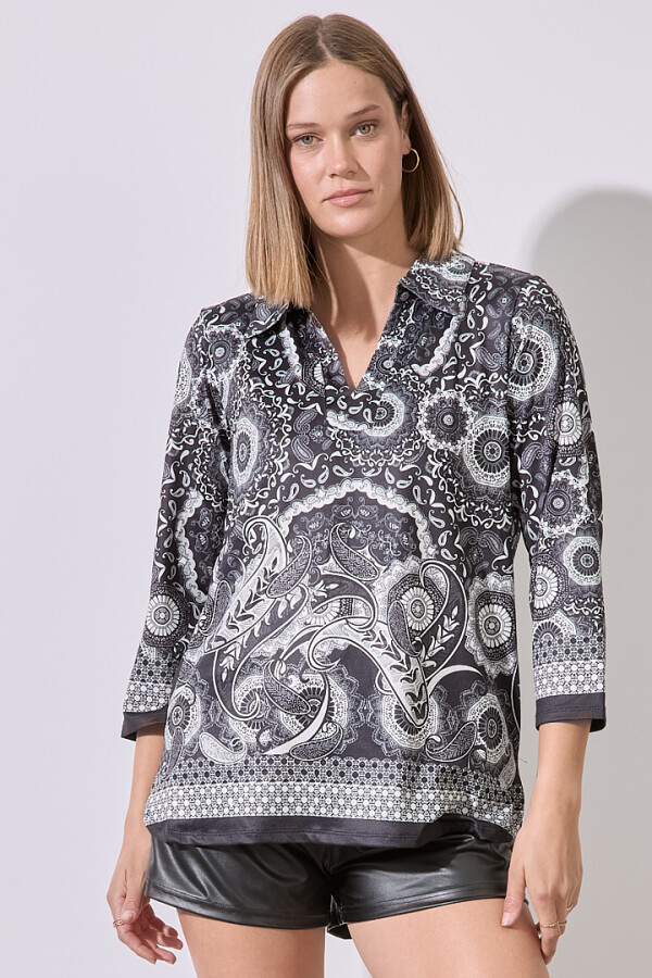 Blusa Print NEGRO/BLANCO