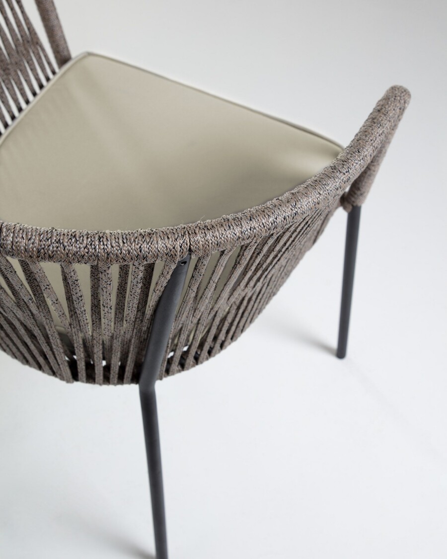 Silla Yanet cuerda gris y patas de acero galvanizado