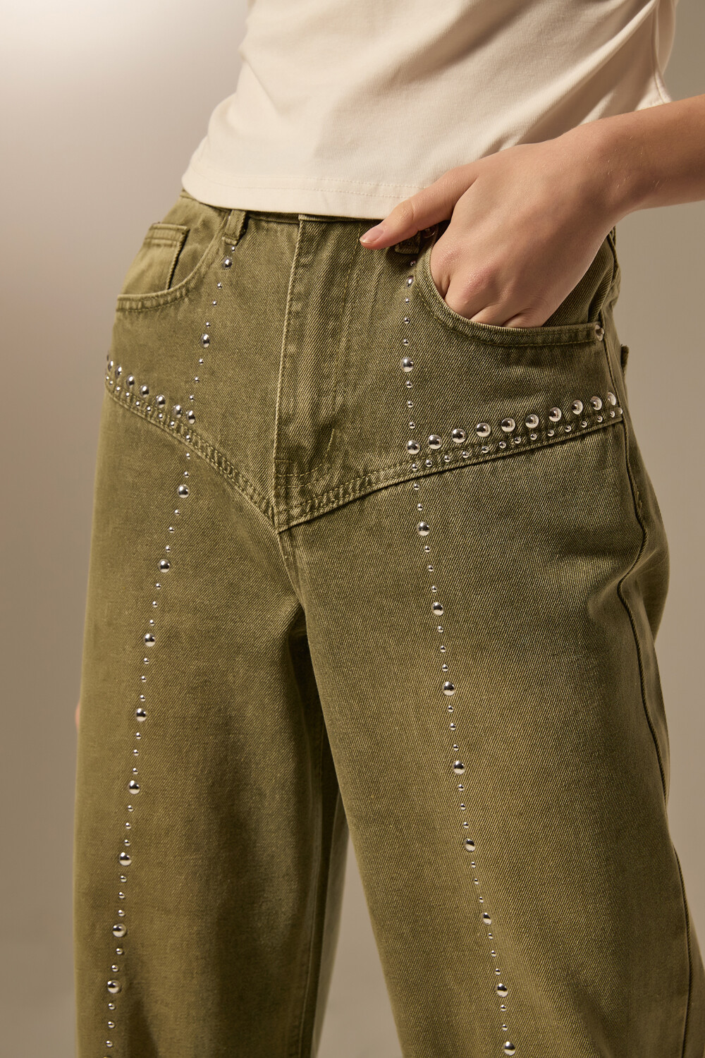 Pantalon Nalina Verde Oliva Oscuro