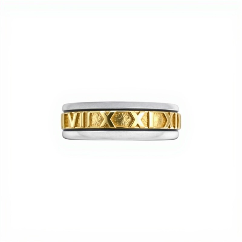 Anillo Numeros Romanos - Plata y Oro- Sin Piedra-AN5964 sinpiedra