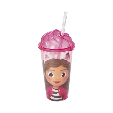 Vaso Plástico Milkshake Disney con Forma y Pajita 500ML GABBY
