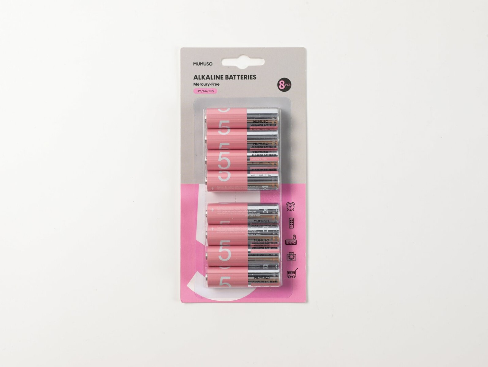 PILAS ALCALINAS AA SIN MERCURIO (PACK X8 – ROSA/GRIS) 