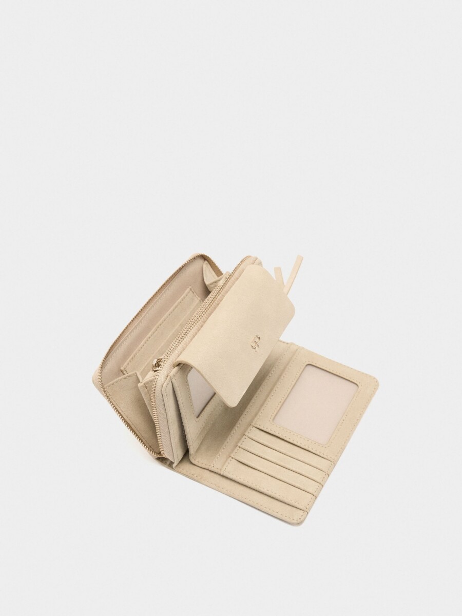 Cartera Efecto Ante beige