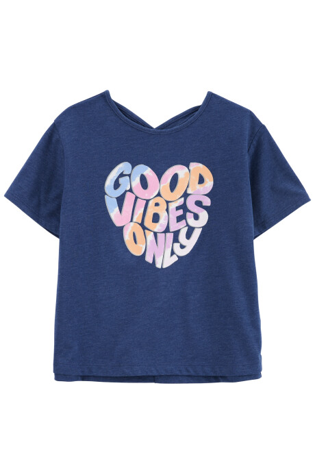 Remera de algodón, manga corta, estampada Sin color