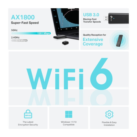 Adaptador de Red Tp-Link Usb Archer Tx20u Dual Band Ax1800 001
