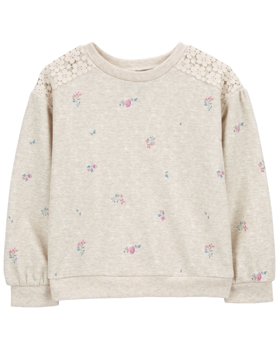 Buzo de algodón, con encaje, diseño floral 