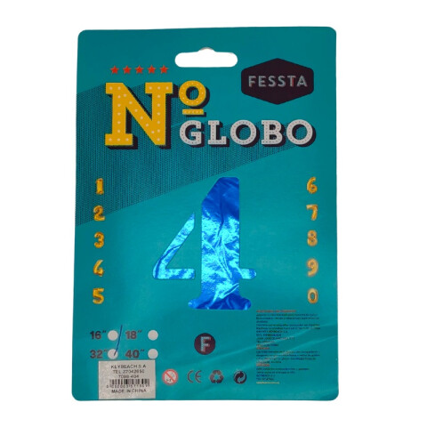 Globo Número Fessta 32" Azul CUATRO