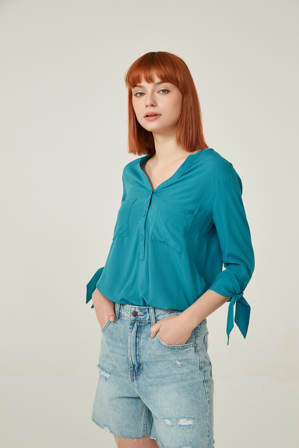 Blusa verde online petroleo