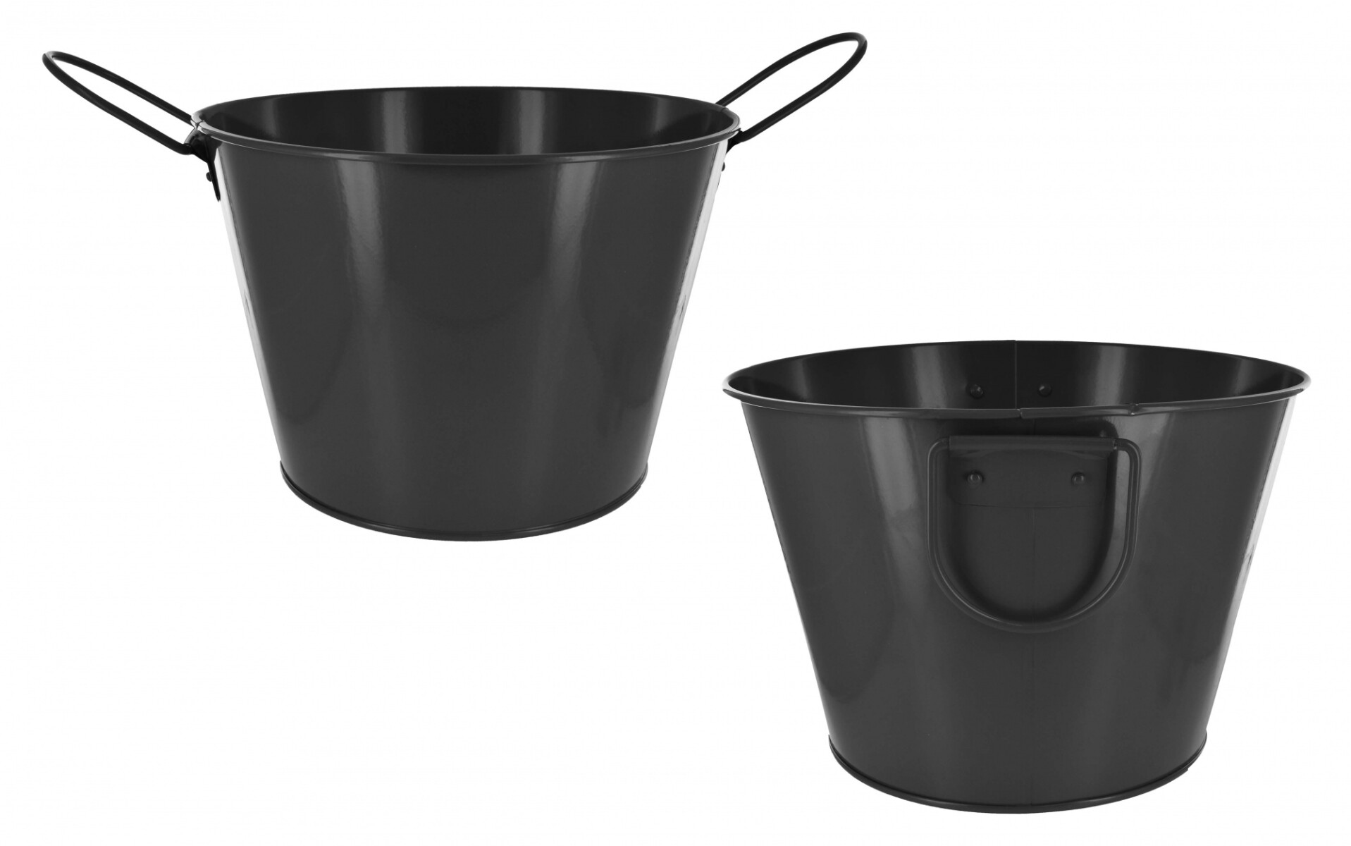 Balde de metal negro con asas para botellas 24x15.5cm 