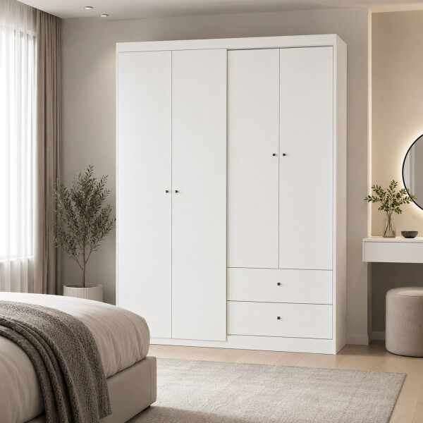 Placard Ropero Star 4 Puertas Con 2 Cajones 5912 BLANCO