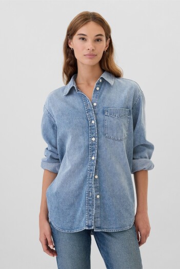 Camisa De Jean Big Mujer Medium Wash