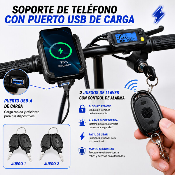 Bicicleta Eléctrica Sg04 Pl 16" 500w 100kg 35kmh NARANJA