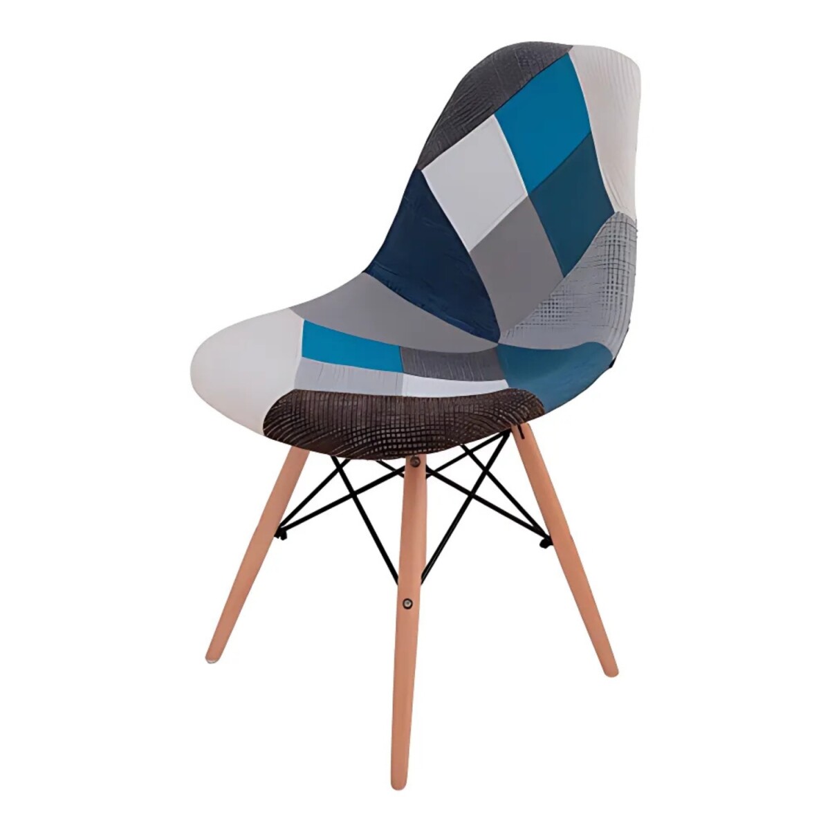 Silla Eames Patchwork Lumax De Diseño Moderno Con Patas De Madera Para Comedor - Azul 