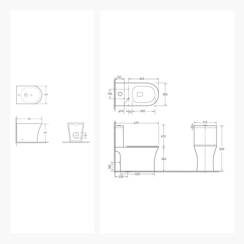 Juego De Inodoro Con Mochila,Tapa Cierre Suave Y Bidet GRIS