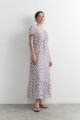 Maxi vestido estampado manga corta multicolor