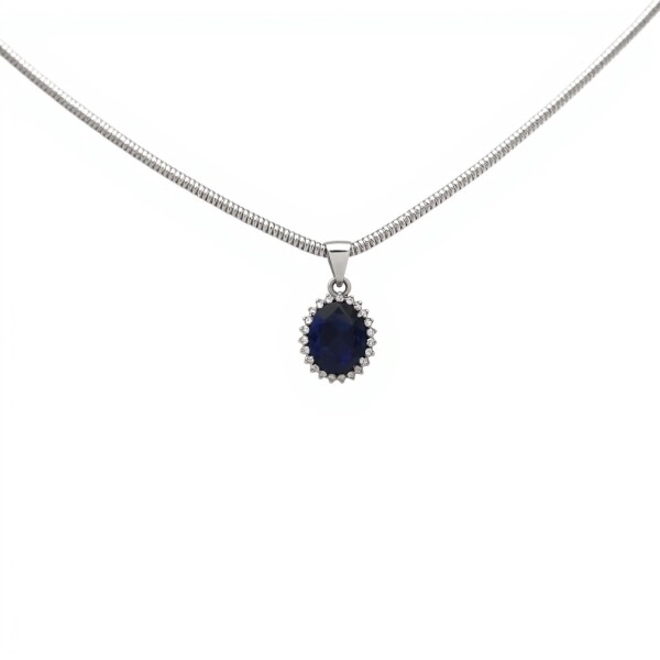 Dije Colgante Flor - Plata 925 - Piedra Zirconia y Zafiro CP4360 conpiedra
