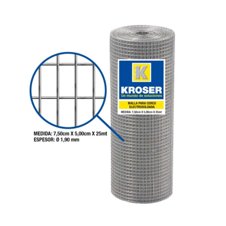 MALLA ELECTROSOLDADA 5 x 7.5 x 1.0 mts. Sin color