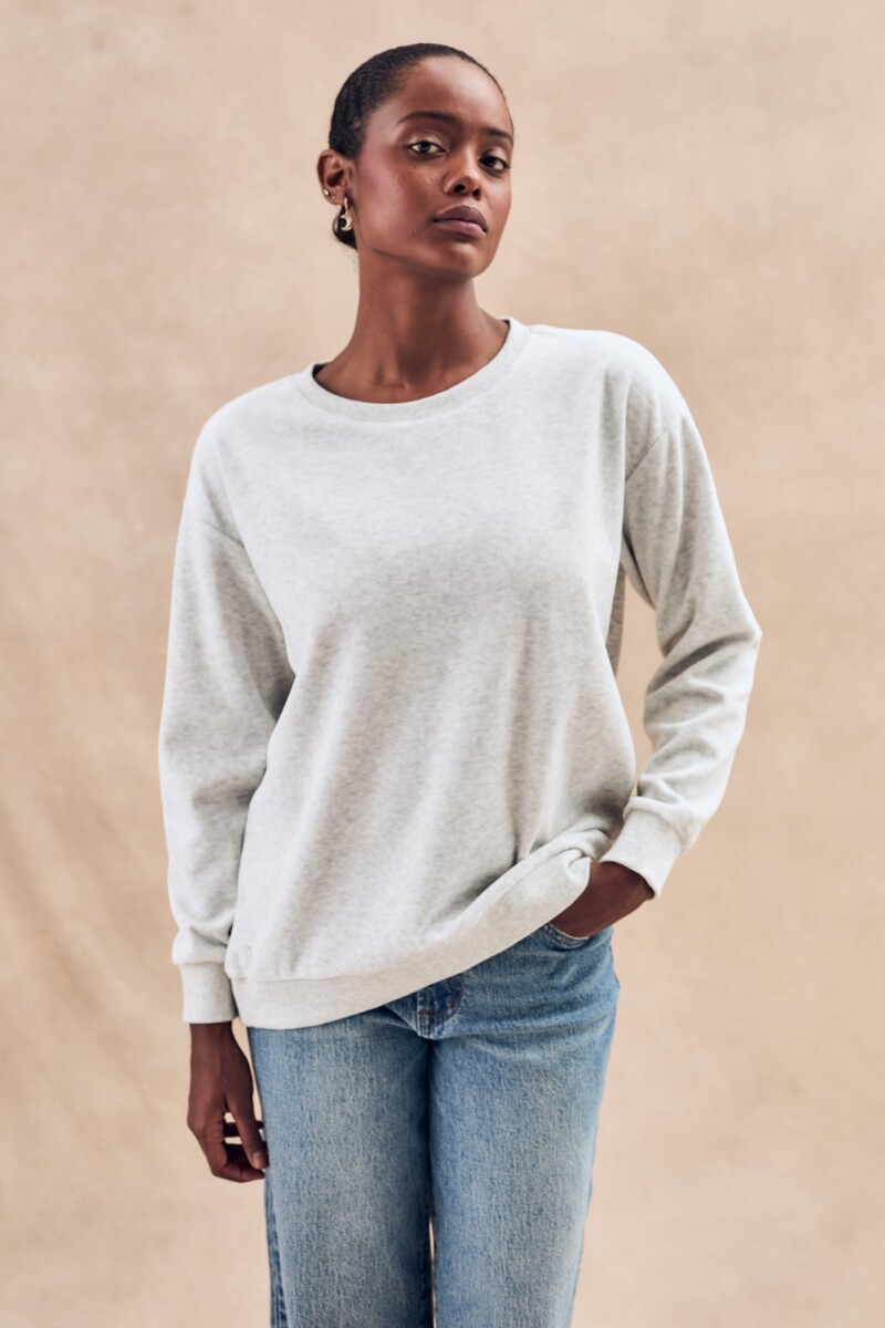 Sweater Algodón Velour Gris Melange