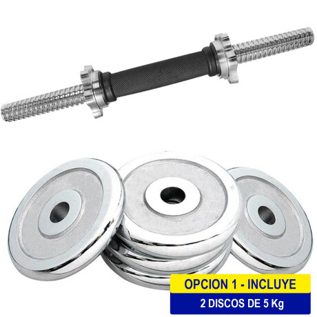 Set Mancuerna Maciza Cromada C/ Rosca + 10 Kilos 2x5kg