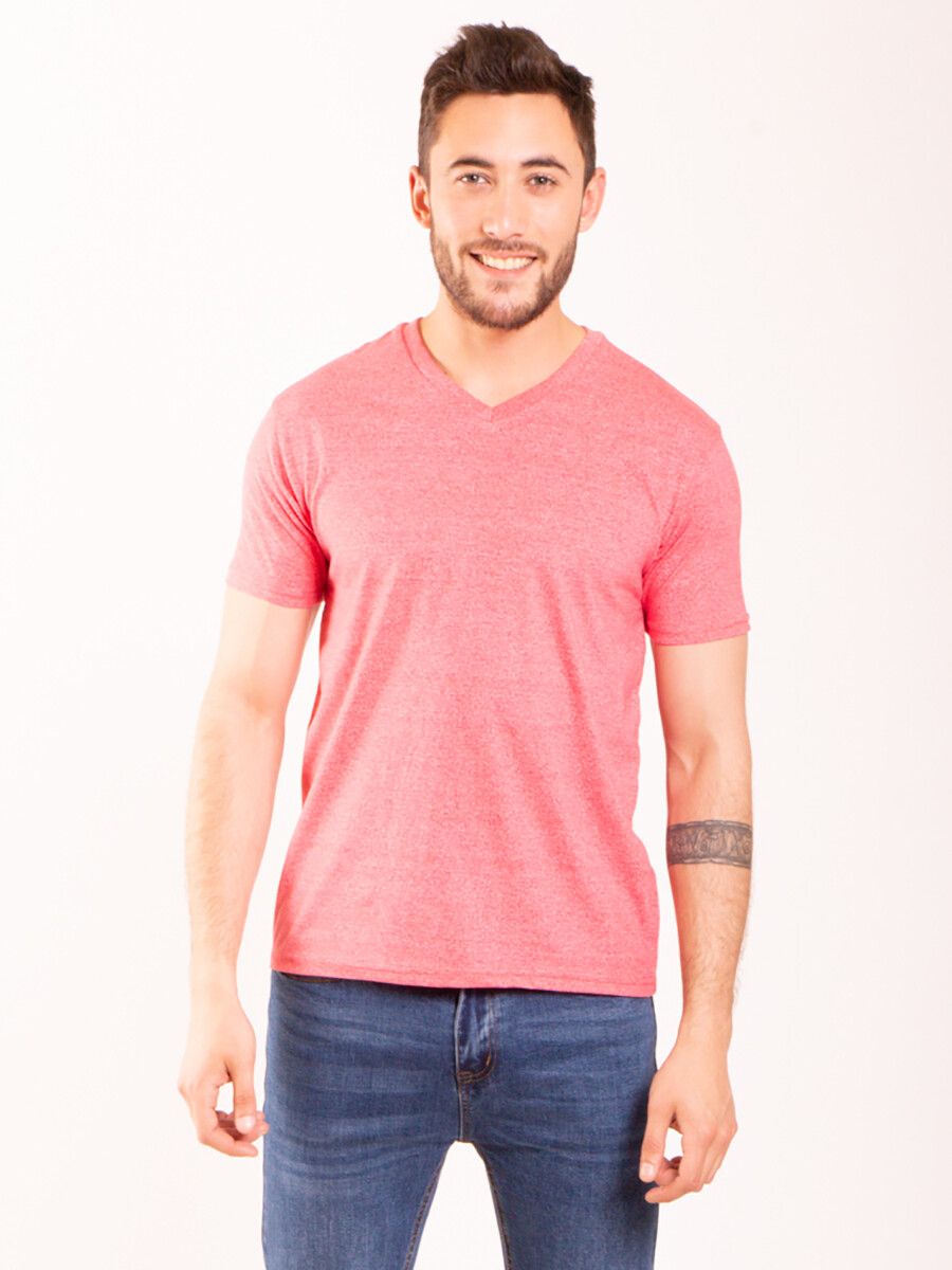 Remera Escote V - Coral Melange 